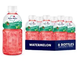 Mogu Mogu Pastèque 6 x 320 ml – Boisson gazeuse au lait de coco | Limonade tropicale aux morceaux de noix de coco | Boisson rafraîchissante et agréable à boire et à mâcher avec Kajal Sticker
