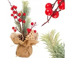 HANGZHOU A LINK STAR TECHNOLOGY CO. LIMITTED - Kerststuk - Boog - Rode Bessen - Jutemateriaal