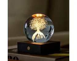 Gingko - Amber Crystal Ball Night Light - Tree of Life - Levensboom