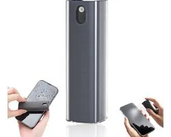 Screen Cleaner - Hervulbaar - 2 In 1 Scherm Reiniger - Beeldscherm Reiniger - Screen Spray - Reinigingsspray - Cleaning Spray - Microvezel Doekje - Cleaner Voor Beeldschermen Van Smartphones , Tablets En Laptops - Reiskit - Cleaning Kit - Grijs
