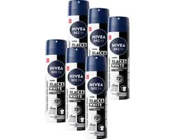 NIVEA MEN Invisible for Black & White Power Deodorant Spray - 6 x 150 ml - Pack économique