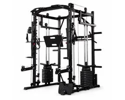 PH Fitness Power Rack met Smith Machine, Leg Press, Jammer Arms & 160KG Gewichtsstapels – All-in-One Krachtstation voor Home Gym incl. Dip Bar, Pull-Up Bar & Fitness Accessoires + Lat Pulldown Seat