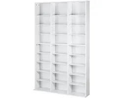 Meuble de rangement Médias, étagère DVD à 9 niveaux pour 756 CD, Planches CD réglables, 27 compartiments, organise la Musique, les films et les souvenirs, Wit