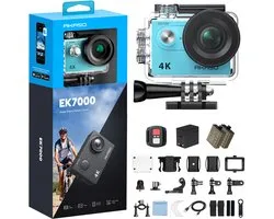 AKASO EK7000 Action Camera 4K – WiFi – Afstandsbediening – Waterdicht 30m – 4× Zoom – Onderwatercamera met Accessoireset – Blauw