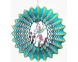 Spin Art windspinner vlinder RVS - Ø 30 cm - blauw