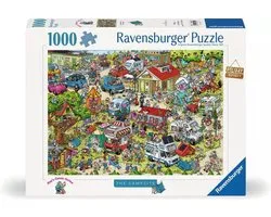Ravensburger puzzel Holiday Resort 1 - Camping cartoon legpuzzel 1000 stukjes.