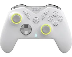 DragonShock - NEBULA PRO - Witte gamingcontroller met peddels Bluetooth compatibel met Nintendo Switch/Switch Lite/Switch OLED/PS3/PC/Android - RGB - 6-assige sensor - Turbomodus - 550mAh