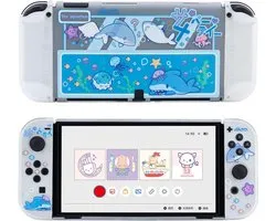 Compatibele Anti-scratch Shock Absorberende Cover voor Switch OLED 2021 - Shark Party Design met Bescherming en Stijl