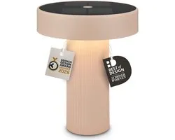BRILONER Poga - Lampe de table rechargeable - dimmable - éclairage extérieur solaire - lumière blanc chaud - Ø16 cm - beige