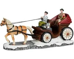 Kerstdorp Paardenkoets - Wintertafereel - Feestelijke Decoratie - Gedetailleerd Ontwerp - 195x7x95 cm - Multicolor