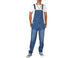 Salopette en Jean Bleu pour Homme Stonewash Coupe Décontractée Casual