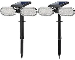2x HOFTRONIC Pato - Solar tuinspot met bewegingssensor - Monokristal zonnepaneel - 3000K Warm wit - IP65 Waterdicht - Tuinverlichting op Zonne-energie - Wandspot en prikspot