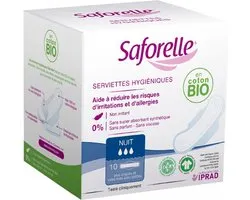 Serviettes hygiéniques Saforelle Night 10 pcs