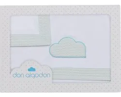 Don Algodon Wieglakenset Cloud Junior Katoen Wit/groen 3-delig