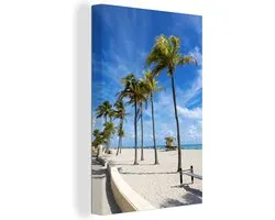 Canvas Schilderij Palmbomen - Miami Beach - Florida - 60x90 cm - Wanddecoratie