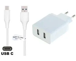 Chargeur OneOne 2,4A avec 2 ports + câble USB C robuste de 1,8 m. Adaptateur de chargeur compatible avec les enceintes Bose Ultra Open, QuietComfort 2, SoundLink Flex , QuietComfort Ultra et Soundlink MAX