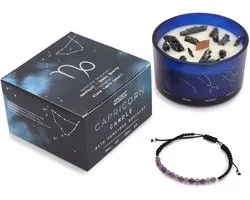 Zodiac kristallen kaars met edelsteen armband - steenbok - sterrenbeeld kaars - capricorn