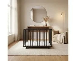 Bebies First LIAM Babybox Inklapbaar / Baby box – Kinderbox / Playpen Met Wieltjes - 99 x 75 x 74 cm - Zwart