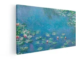Artaza Tableau sur Toile Nénuphars Monet - 120x60 cm - Décoration Murale Étang - Décoration Murale Fleurs - Décoration Nature - Bleu