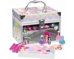 Princess Prinsessen Treinkoffer Meisjes Make-up Set, Kinder Make-up Kit, Real Washable Toy Make-up Set, Speelmake-up, Pretend Play, Feestcadeau, Verjaardag, Speelgoed Leeftijden +3