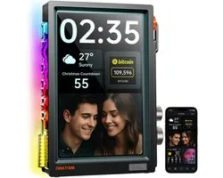 Divoom Times Frame Digitale Fotolijst - 10,1 inch Transparant Smart Display met WiFi, 64GB en RGB-verlichting - Zwart