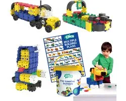 Clics Build & Play 10-in-1 bouwblokken– DUURZAAM SPEELGOED gemaakt van GERECYCLEERDE kunststof- bouwset 10 in 1 - speelgoed 4,5,6,7,8 jaar jongens en meisjes- educatief speelgoed- Montessori speelgoed- constructie speelgoed