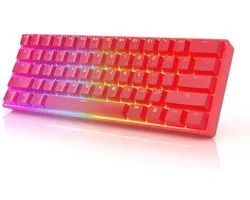GK61 Mechanical Gaming Keyboard 60 Percent | 61 RGB Rainbow LED Backlit Programmable Keys | USB Wired | For Mac and Windows PC | Hotswap Gateron Optical Brown Switches | Red