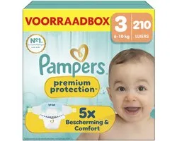 Pampers Premium Protection Maat 3 - 210 Luiers - 6kg-10kg - Voorraadbox