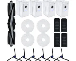 17 stuks vervangende accessoires set geschikt voor Ecovacs Deebot X2 / X2 Omni / X2 Pro / DEX86 stofzuiger reserveonderdelen, 1 hoofdborstel, 4 zijborstels, 4 hepa-filters, 4 stofzakken, 4 dweildoeken