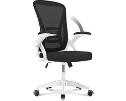 Chaise de bureau - Chaise ergonomique BIGZZIA - Fauteuil avec accoudoir rabattable à 90° - Support lombaire - Hauteur réglable Wit
