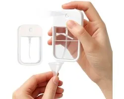 Flacon vaporisateur de voyage rechargeable de 45 ml – Transparent avec bord Witte – Vaporisateur portable à brume fine pour Parfum, lotion tonique, Alcohol, gel hydroalcoolique et lotion – Entonnoir inclus – Flacon de recharge