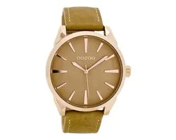 Montres OOZOO - Montre couleur or rose avec bracelet en cuir sable - C8361