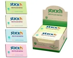 Stick'n recycled memoblokken - 76x127mm - 4 kleuren pastel - 1200 sticky notes