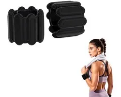 2 stuks - Black Silicone Weighted Bracelets - Unisex - Arm and Leg Weights - Suitable for Pilates, Yoga, Running, and Strength Training - Ideal for Fitness, Walking, and Gym Use - 26.5*7.3CM