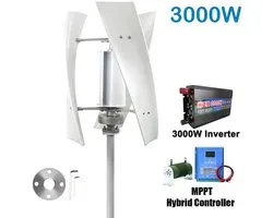 Windturbine – Windgenerator – Windmolen – Duurzame Energie – 3000W Vermogen – Aluminium Behuizing - Wit - 48V - Met Inverte Systeem