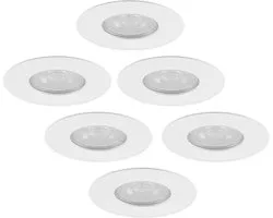Spot encastrable LED HOFTRONIC ™ 6 pièces - Blanc - Rond - IP65 - GU10 - Dimmable - Spot Bari - 5 Watt 3000K Blanc Chaud