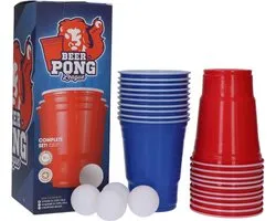 Beer Pong set rood/blauw – 20 bekers + 4 ballen