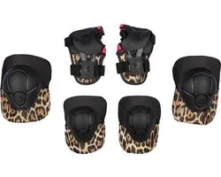 Nijdam Skate Beschermset Panter Kinderen - Roar Ready - Zwart/Panter - Maat L
