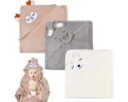 Lot de 3 serviettes de bain à capuche - Handdoeken de bain Bébé - Serviettes de bain Bébé - Serviettes de bain à capuche - Jolies serviettes de bain à capuche bébé - Unisexe - 0 ans - 80 x 80 cm