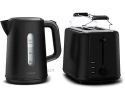 Klarstein Velaire Essential ontbijtset, broodrooster voor 2 sneetjes met 7 bruiningsstanden, broodjeshouder, uitneembare kruimellade, waterkoker van 1,7 liter met kalkfilter, automatische uitschakeling
