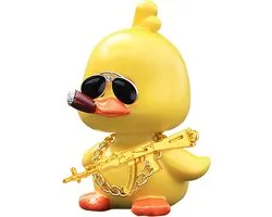 wonuu Bobble Heads Eenden, Auto Dashboard Decor Leuke Gele Schudden Hoofd Eend Pop voor Auto Interieur Ornament met Bril, Ketting en Grappige Accessoires (Duck Cool)