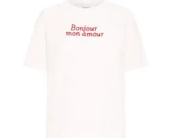 Ichi IHMITTE SS Dames T-shirt - CLOUD DANCER / FIERY RED