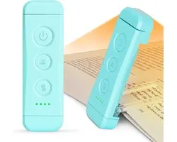 reading lamp book clip, eye-friendly book reading lamp with 3 colours & 5 dimmable brightnesses, rechargeable book lamp, book reading lamp perfect for book lovers children (niebieski) [Energy Class A]