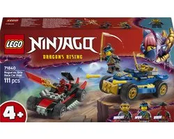 LEGO® NINJAGO® Rogue vs. Drix Duel de Voitures de Course, Ensemble de Jeu Ninja avec 3 Minifigurines, 2 Voitures de Course, 2 Katanas Ninja et une Épée de Révélation, Cadeau pour les Enfants à Partir de 4 Ans 71840