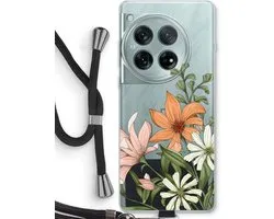 Case Company® - Coque avec cordon adaptée pour OnePlus 12r coque avec cordon - Bouquet floral - Coque de téléphone avec cordon Zwart - Protection sur tous les côtés et sur le bord de l'écran
