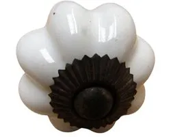 White Ceramic Pumpkin Cabinet Knob 40mm