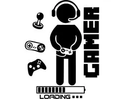 Muursticker Game - Wall- Art - Gamer - Loading - controller - Ordinateur Console - Playroom - Garçons room