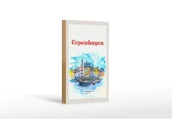 Holzschild Reise 12x18 cm Bild Copenhagen Denmark Boot Dekoration