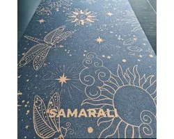 Samarali Cosmic Harmony - Donker Blauw - Kurk Yogamat XXL - Extra Lang en Breed - Antislip Natuurrubber - 200 x 68 x 0,4 cm