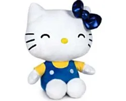 Hello Kitty (Blauw/Geel) 50th Anniversary Pluche Knuffel 18 cm {Speciale Editie - Verzamel Collectors Item - Speelgoed Knuffeldier Knuffelpop voor kinderen jongens meisjes - Hello Kity Kat Cat Plush Toy}